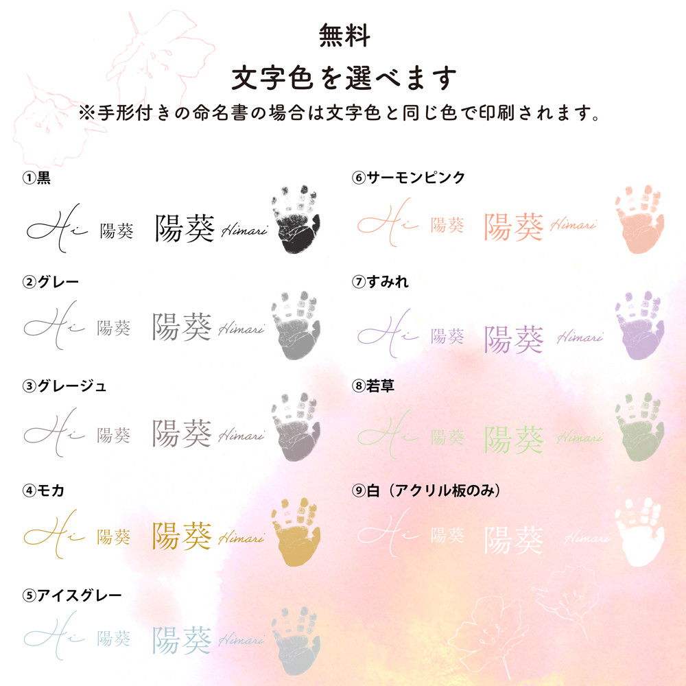 チューリップの命名書 名入れ  オーダーメイド クリア