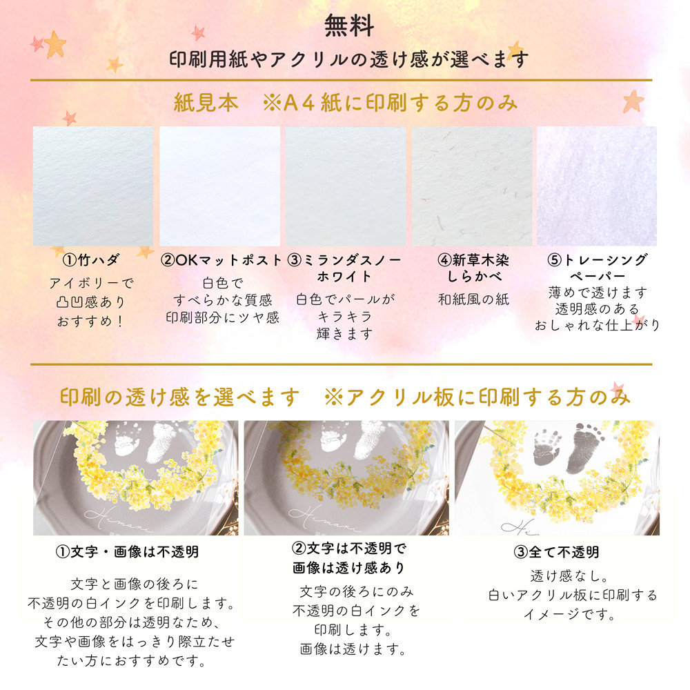 チューリップの命名書 名入れ  オーダーメイド クリア