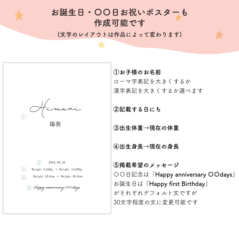 チューリップの命名書 名入れ  オーダーメイド クリア