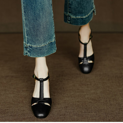 アンクルストラップ ヒール サンダル シューズ 春 夏 パンプス 大人可愛い 靴 太いヒール  アンクルストラップ付 7枚目の画像