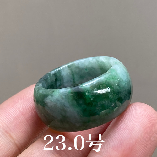 L5-85 花緑 23.0号 ミャンマー産天然 A貨 本翡翠 くりぬき リング 広幅
