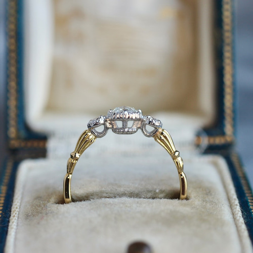 無色透明系 ローズカットダイヤ0.225ct/脇石0.08ct ミルフレーム