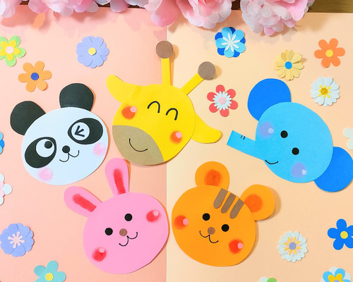 ラミネート可 桜 写真 色紙 手紙 壁面 アルバム 飾り 入園 ～動物さん