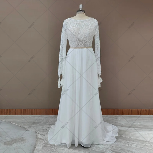 ボヘミア 背中空き クラシカル ウェディングドレス パーティードレス  