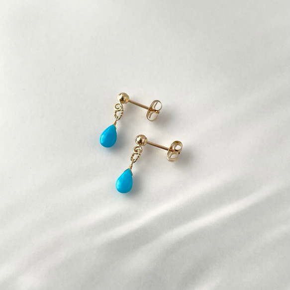 14kgf ターコイズ - Kingman Turquoise pierce / earring 5枚目の画像