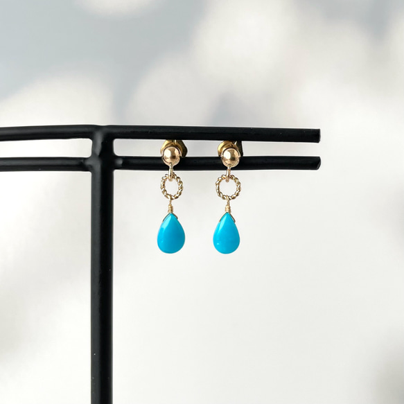 14kgf ターコイズ - Kingman Turquoise pierce / earring 1枚目の画像