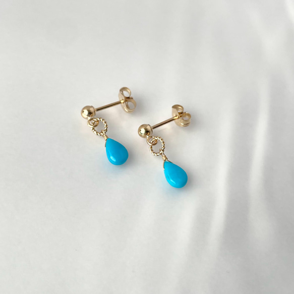 14kgf ターコイズ - Kingman Turquoise pierce / earring 4枚目の画像