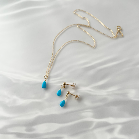 14kgf ターコイズ - Kingman Turquoise pierce / earring 13枚目の画像