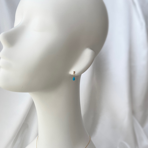 14kgf ターコイズ - Kingman Turquoise pierce / earring 6枚目の画像