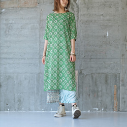 [新顏色] 成人輕鬆風格 ♪ 光滑涼爽的庫爾塔連身裙 (22s-12) 草綠色 第1張的照片