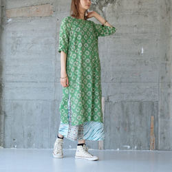 [新顏色] 成人輕鬆風格 ♪ 光滑涼爽的庫爾塔連身裙 (22s-12) 草綠色 第2張的照片