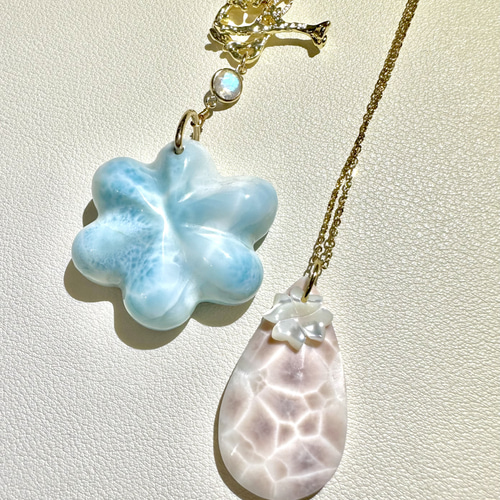 k14gf ラリマー フラワー レインボームーンストーン ネックレス