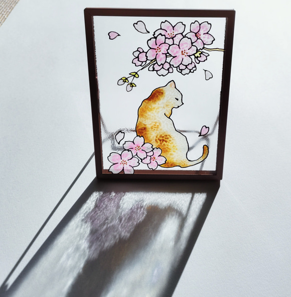 桜と三毛猫さんのオーナメント（フレーム） 2枚目の画像