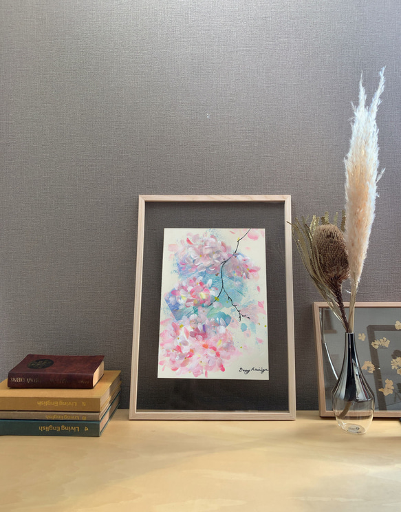 桜と風　-e 【原画/A4/アクリル画】　インテリアアート 5枚目の画像