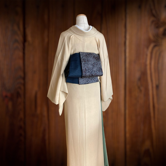 *和服布料* 成人平子腰帶由兩種春亞紡製成，半寬。大島紬. 第5張的照片