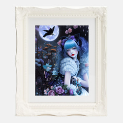 ゴシック調のメイド服で黒い猫耳と青い髪がゆめかわいい女の子 アクリルフィギュア 4枚目の画像