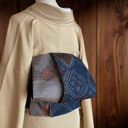 *和服布料* 成人平子腰帶由兩種春亞紡製成，半寬。小千谷紬。大島紬. 第2張的照片