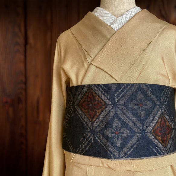 *和服布料* 成人平子腰帶由兩種春亞紡製成，半寬。小千谷紬。大島紬. 第5張的照片