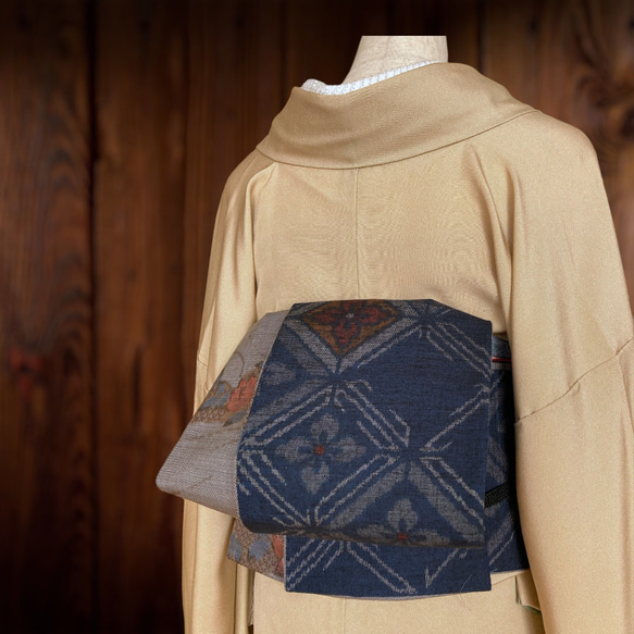 *和服布料* 成人平子腰帶由兩種春亞紡製成，半寬。小千谷紬。大島紬. 第3張的照片