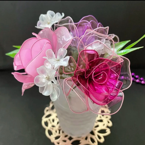 薔薇(パープル系)☆ディップフラワー☆アメリカンフラワー アート