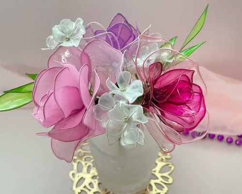 薔薇(パープル系)☆ディップフラワー☆アメリカンフラワー