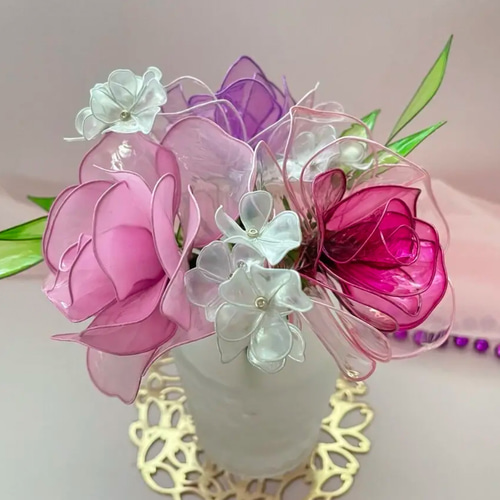 薔薇(パープル系)☆ディップフラワー☆アメリカンフラワー アート