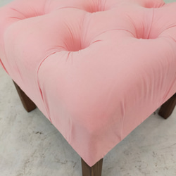 座り心地が良い柔らかクッションのオットマンスツールhandmadeピンク 7枚目の画像