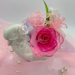 母の日☆ピンクの薔薇(スワン)☆ディップフラワー☆アメリカンフラワー
