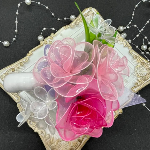 母の日☆ピンクの薔薇(スワン)☆ディップフラワー☆アメリカン