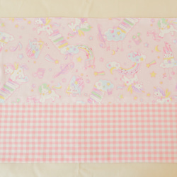 ユニコーン ピンク ×ギンガムチェック ランチョンマット 幼稚園 保育園 小学校サイズ 3枚目の画像