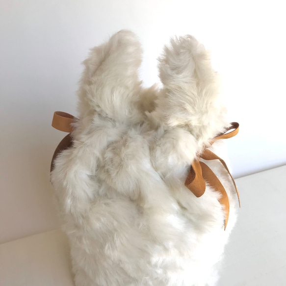 《お耳つき》フワフワファーの骨壷カバー【アイボリー】5寸/手元供養/愛犬 9枚目の画像