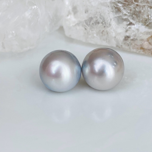 大粒 無穴 白蝶真珠のピアス イヤリング ピアス（スタッド・一粒  