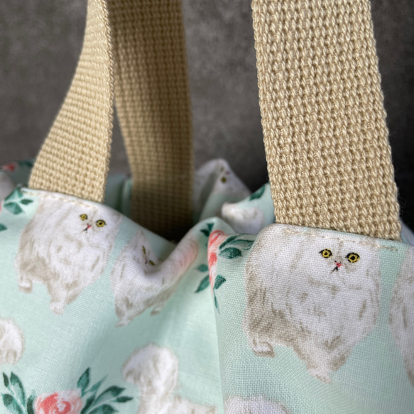 ペルシャ猫の巾着ランチバッグ（保温保冷） 5枚目の画像