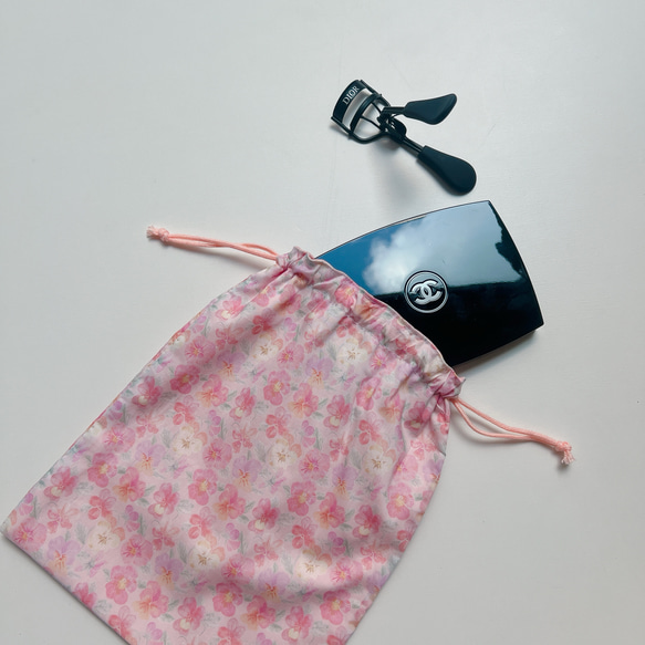 ⌘  巾着袋4サイズ ⌘  シンクオブミー  チェリーブロッサム リバティ巾着袋 / 選べるワッペン 2枚目の画像