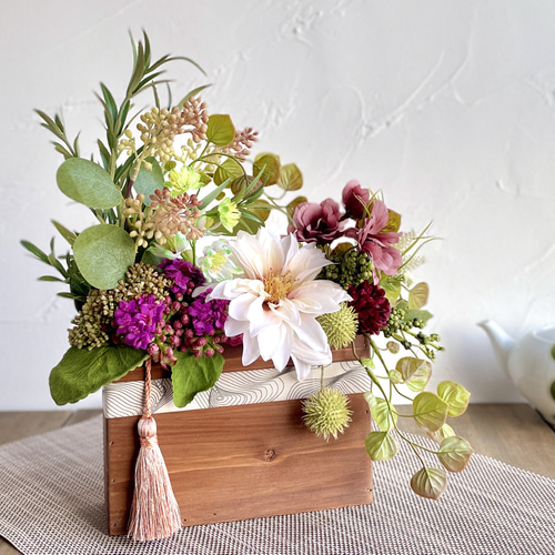 ダリアとカランコエの和風ボックスアレンジM アネモネ フラワー