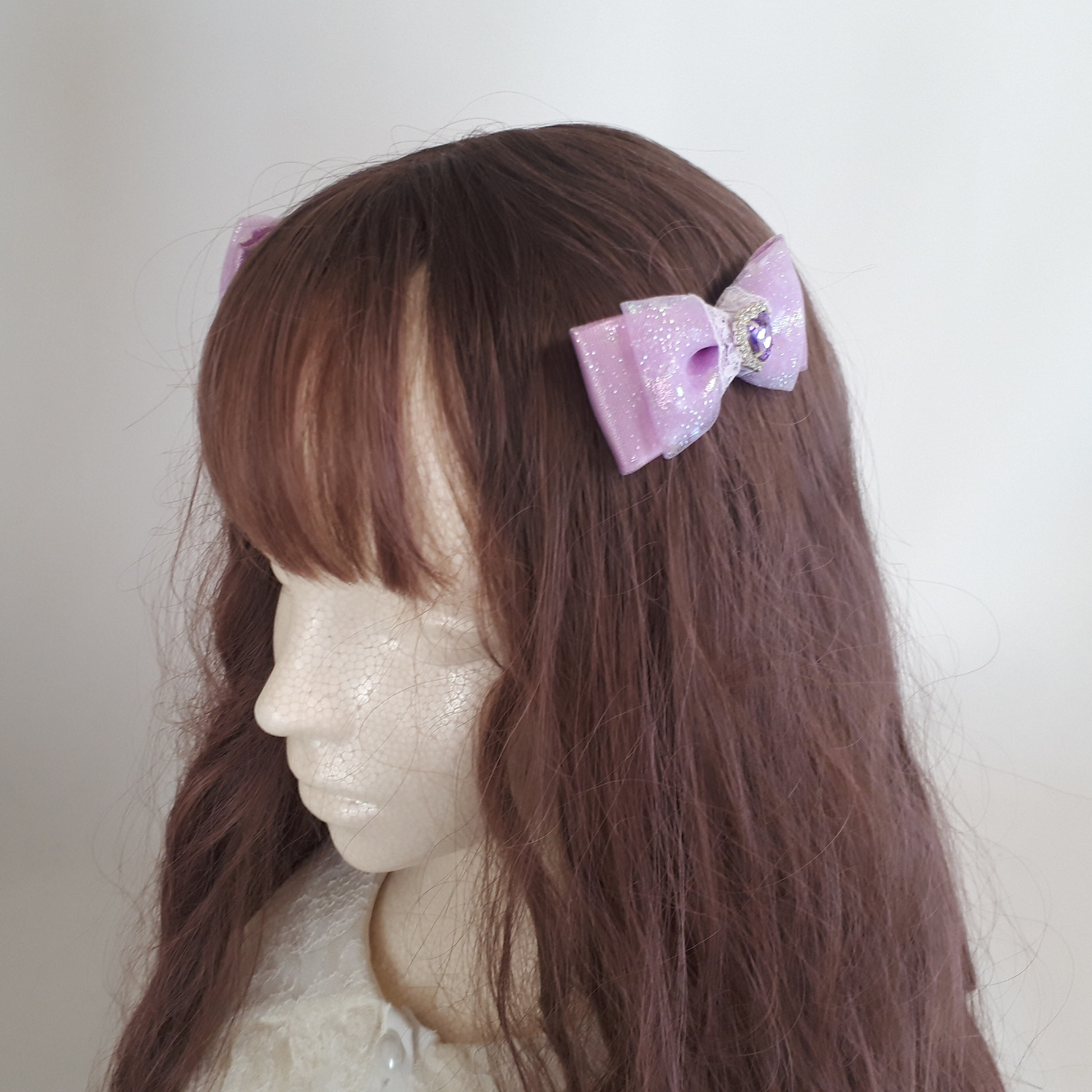 推し活リボン 量産型リボン 推し活 ヘアクリップ お袖留め セット ブレスレット コスチューム パステルカラー パープル