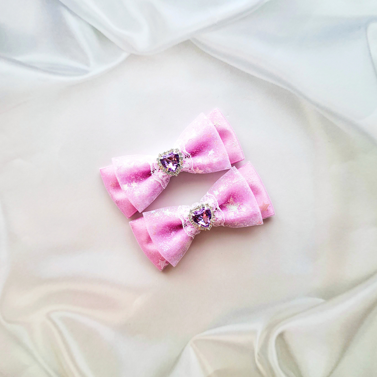 推し活リボン 量産型リボン 推し活 ヘアクリップ お袖留め セット ブレスレット コスチューム パステルカラー パープル