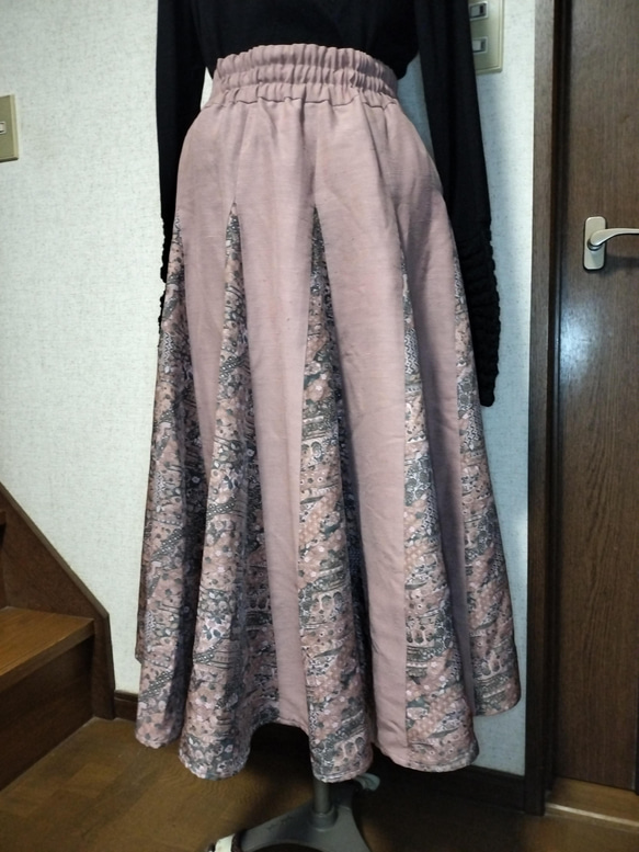 正絹・フレアースカート・ピンク系 1枚目の画像