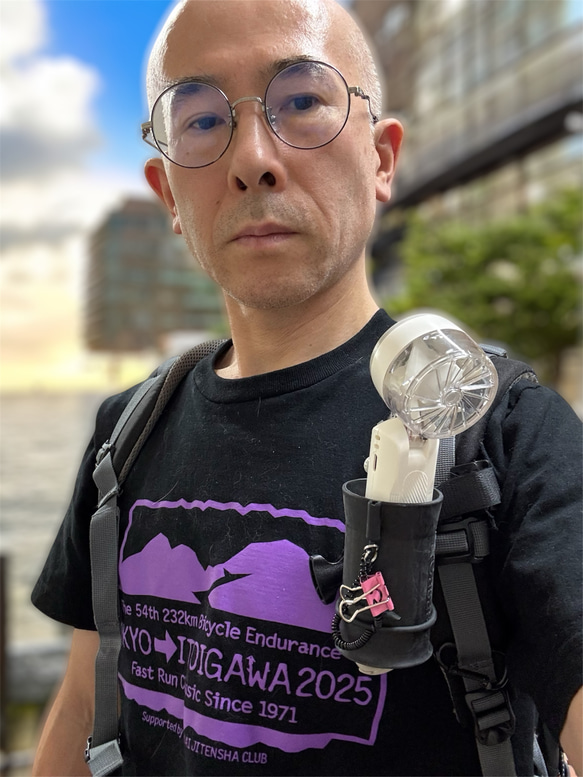 令和の虎ので話題に！手ぶらで傘をさす・ハンディファンも！傘ホルダーカサッシュ+黒　傘　日傘　折り畳み傘に！ 8枚目の画像