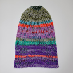 グラデーションニット帽 ハンドメイド apollonstore 古着 グラデーションニット帽 ニット帽・ビーニー apollonstore 通販