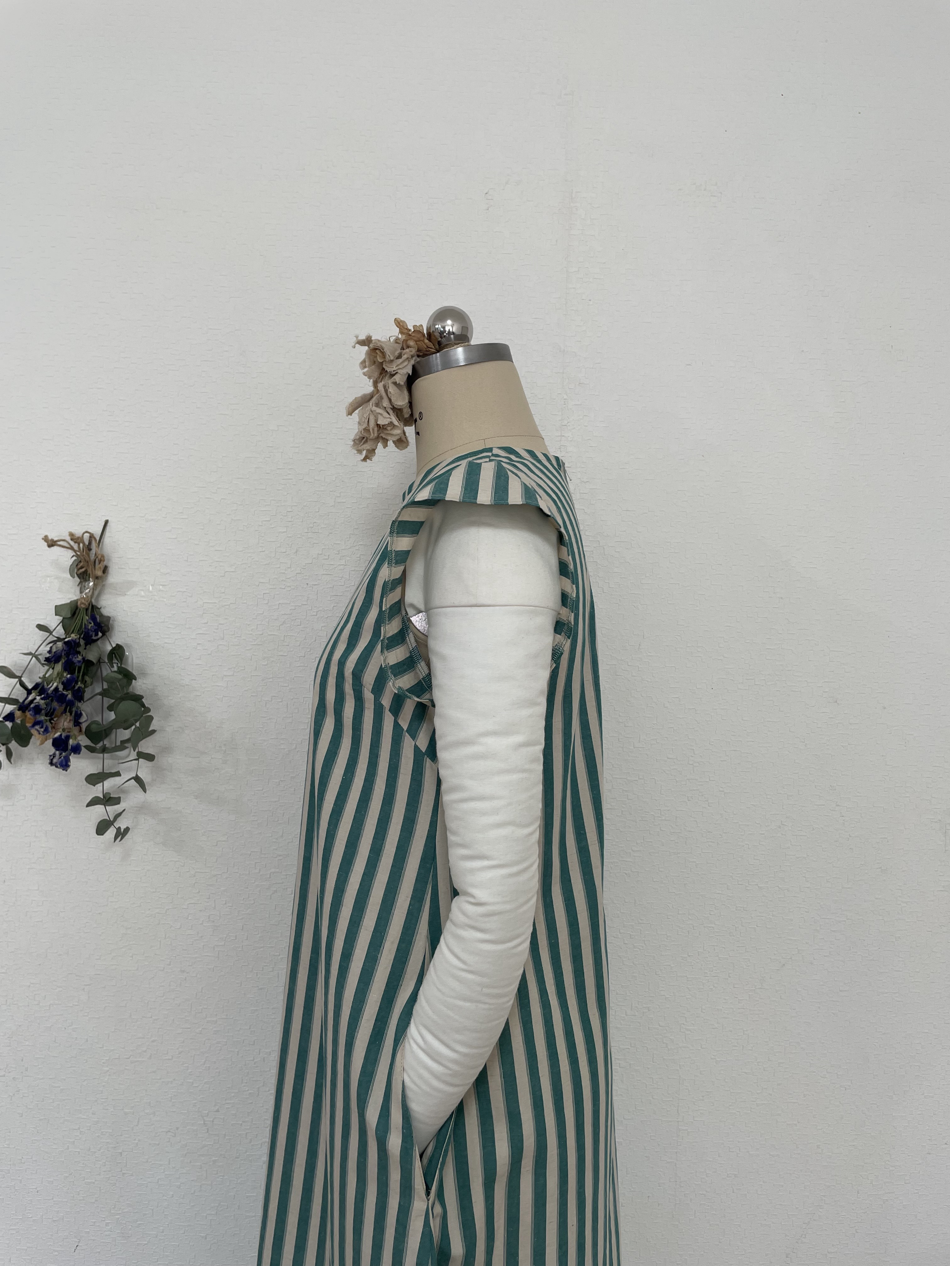 コットンリネンのバタフライワンピース