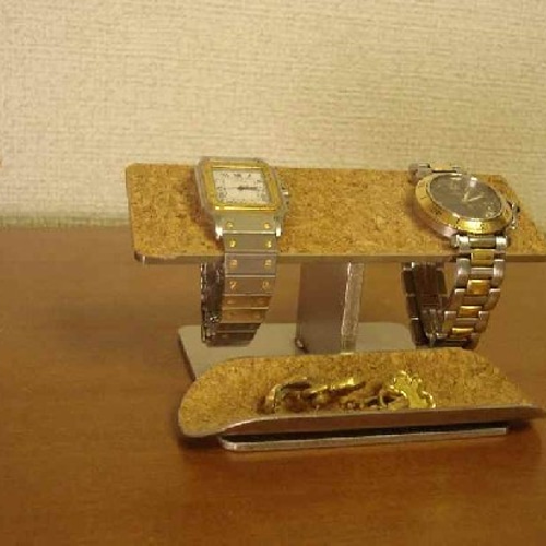 腕時計スタンド コルク ステンレス アクセサリートレイ