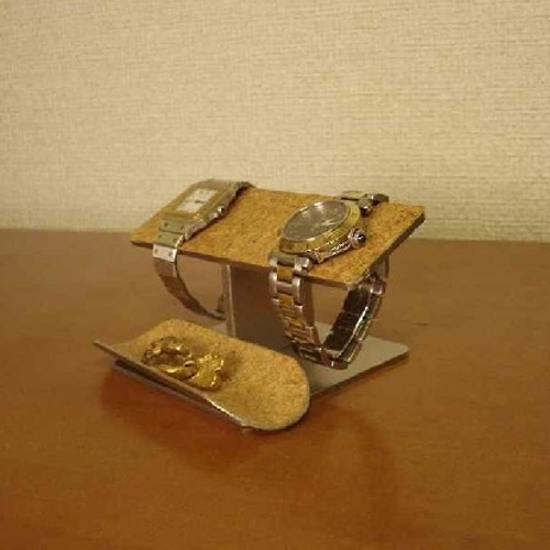 腕時計スタンド コルク ステンレス アクセサリートレイ 時計スタンド