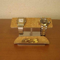 誕生日プレゼントに　腕時計スタンド　時計スタンド　バーステンレスコルク　トレイ付き　ak-design 3枚目の画像