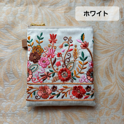 ミニフラットポーチ　インド刺繍リボン　No.３　小物入れ　コスメポーチ　プチギフト　ガジェットケース　サニタリーポーチ 7枚目の画像