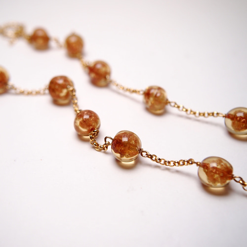 ヴェネツィア・ムラノガラスビーズネックレス #GN0017 透明オレンジ