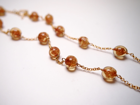 ヴェネツィア・ムラノガラスビーズネックレス #GN0017 透明オレンジ