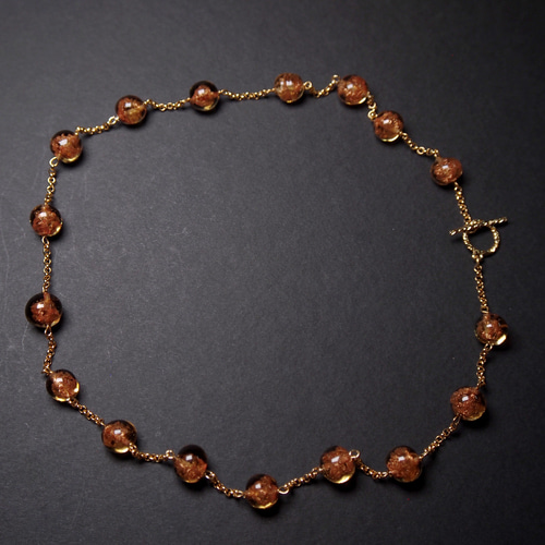 ヴェネツィア・ムラノガラスビーズネックレス #GN0017 透明オレンジ