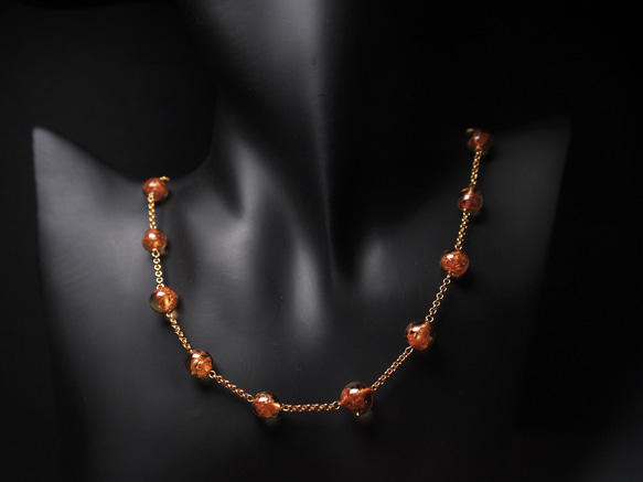 威尼斯穆拉諾琉璃珠項鍊 #GN0017 透明橘金 第5張的照片