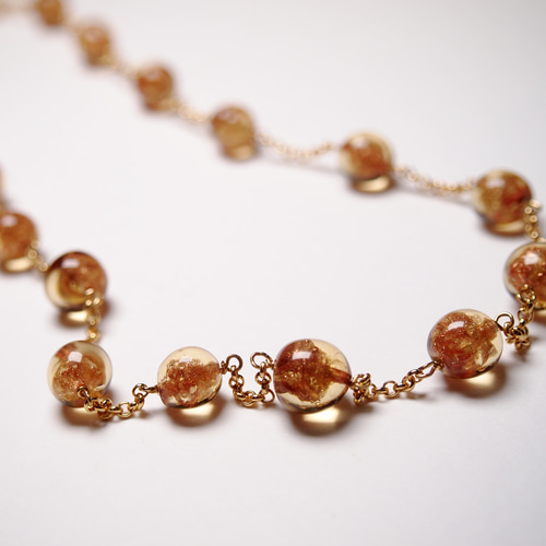 ヴェネツィア・ムラノガラスビーズネックレス #GN0017 透明オレンジ
